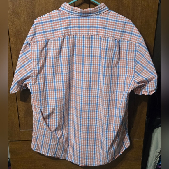 IZOD Men's Orange and Blue Plaid Shirt - Picture 4 of 4